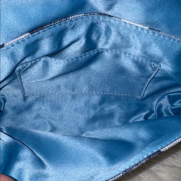 COACH Kristin Sequin Op Art Canvas Large Wristlet in blue denim - Picture 7 of 11